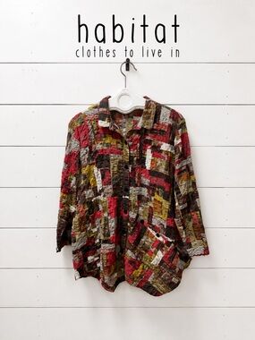 Habitat Clothes To Live In Abstract Print Crinkle Blouse Size Large